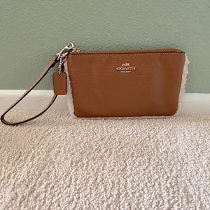 Coach brown wristlet purse